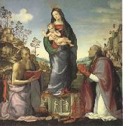 ALBERTINELLI  Mariotto The Virgin and Child Adored by Saints Jerome and Zenobius (mk05) china oil painting artist